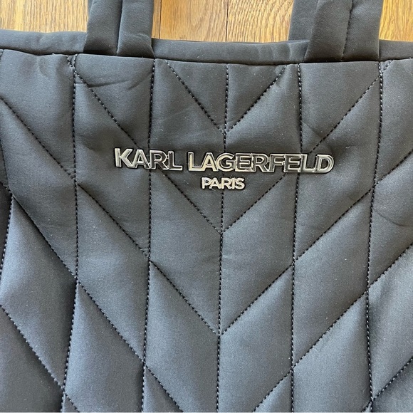 Karl Lagerfeld Voyage Black Puffy Tote Bag Black NWT - Picture 2 of 10